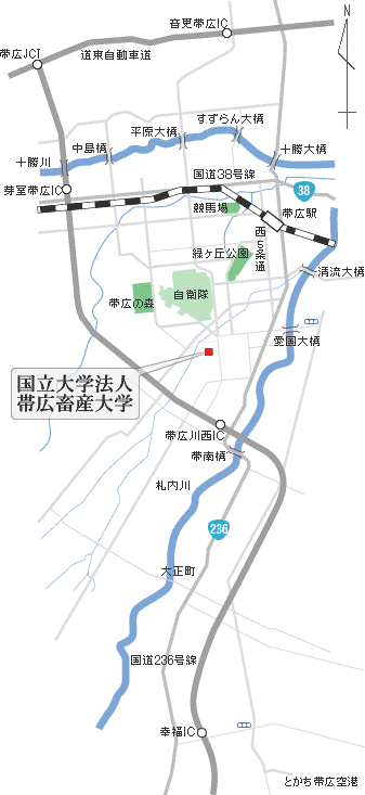 帯広畜産大学周辺地図